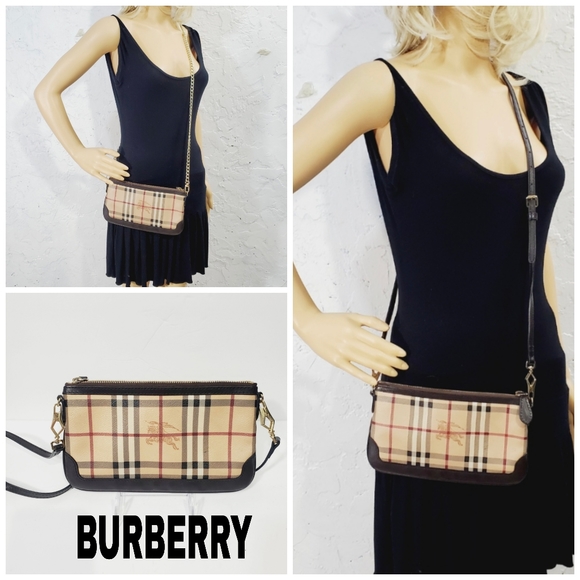 Burberry Handbags - BURBERRY authentic PVC leather crossbosy  Horseferry check small  bag